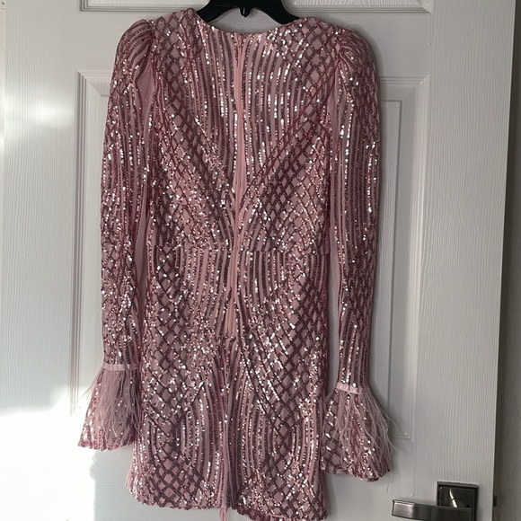 Banjul sequin feather trim sleeve dress - Picture 5 of 5